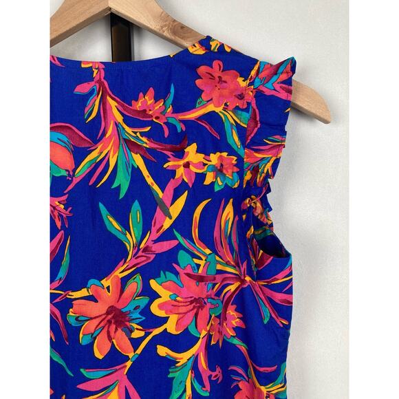 J. Crew Factory Sleeveless Floral Ruffle Top Size XXS Colorful Art to Wear NWT - Picture 7 of 12